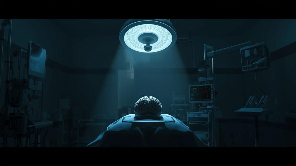 دماغ بشري أثناء جراحة، المريض مستيقظ، يوضح عدم وجود مستقبلات للألم