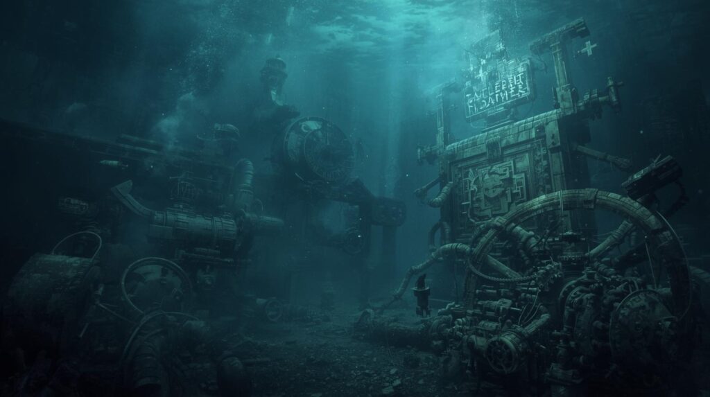 أطلال مدينة زهونجوكو الغارقة كما تظهر اليوم في أعماق بحيرة تشيانداو