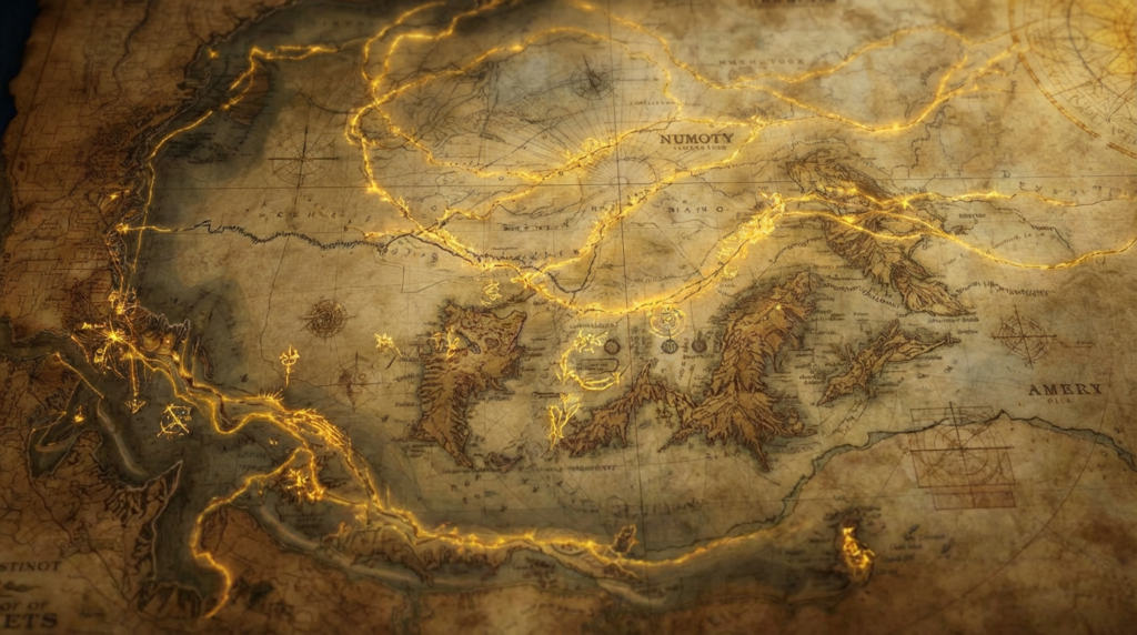 التناقضات على خريطة غامضة واكتشاف الأسرار المفقودة جبال وأنهار خيالية ومواقع حقيقية على خريطة غامضة قديمة