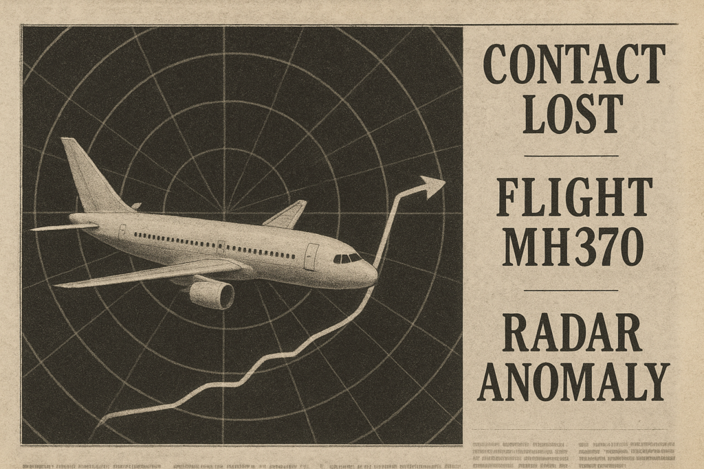 الرادار قبل اختفاء الرحلة MH370 رادار طيران يُظهر اختفاء الرحلة MH370 بعد انحراف مفاجئ في المسار وانقطاع الاتصال