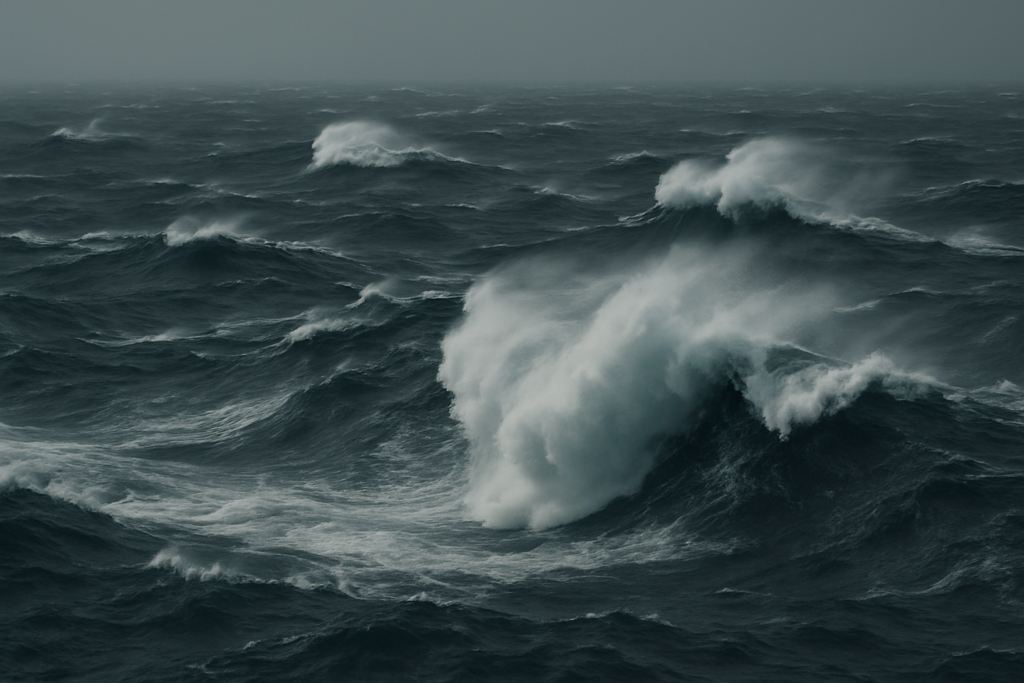 المحيط الهندي ومصير اختفاء الرحلة MH370 محيط هائج بأمواج عاتية يرمز إلى المنطقة التي ابتلعت اختفاء الرحلة MH370 دون أثر واضح