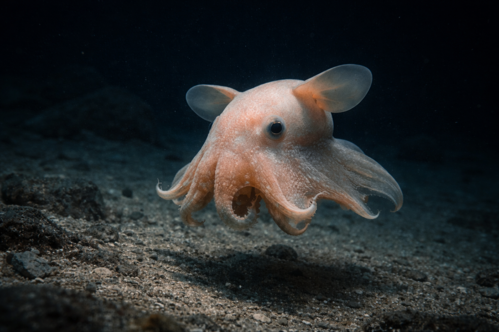 أغرب الكائنات البحرية: الأخطبوط دامبو يسبح قرب قاع البحر