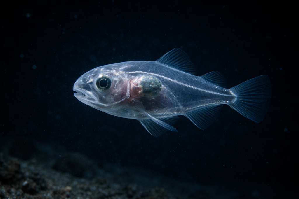 أغرب الكائنات البحرية: سمكة شفافة تظهر أعضاؤها الداخلية