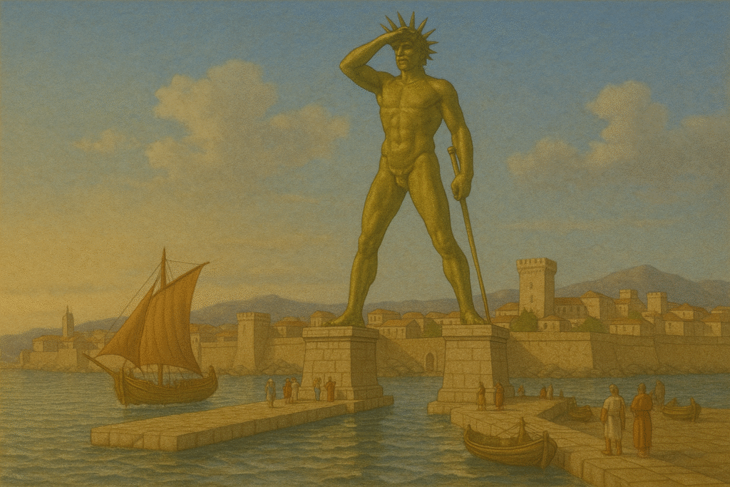 لوحة تخيلية لتمثال رودس