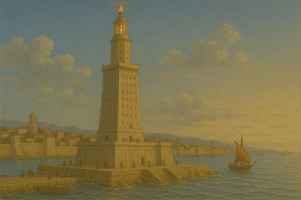 رسم فني لمنارة الإسكندرية