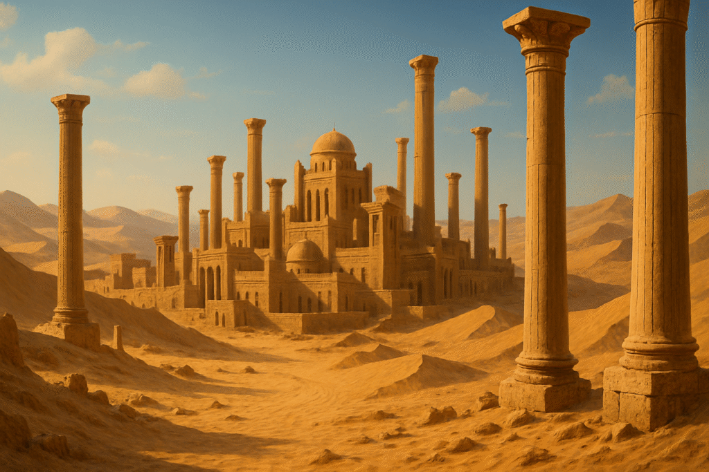 صورة تخيلية لمدينة إرم ذات العماد