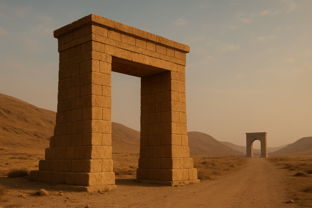 صورة لبوابتين حجريتين