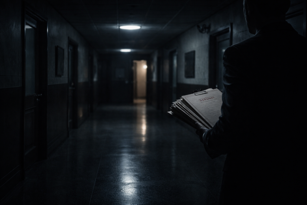 ممر حكومي مظلم يرمز إلى الملفات السرية