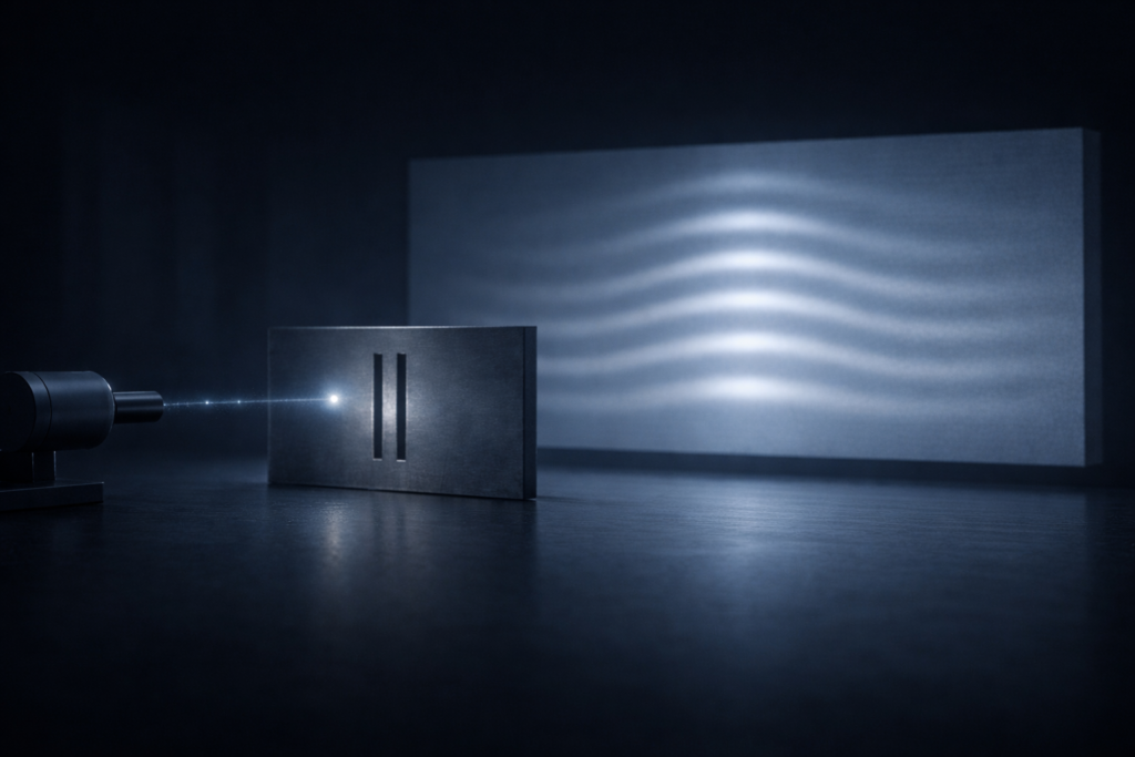 نمط التداخل في تجربة الشقّين المزدوجين نمط التداخل الناتج عن تجربة الشقّين المزدوجين عند مرور الإلكترونات دون مراقبة