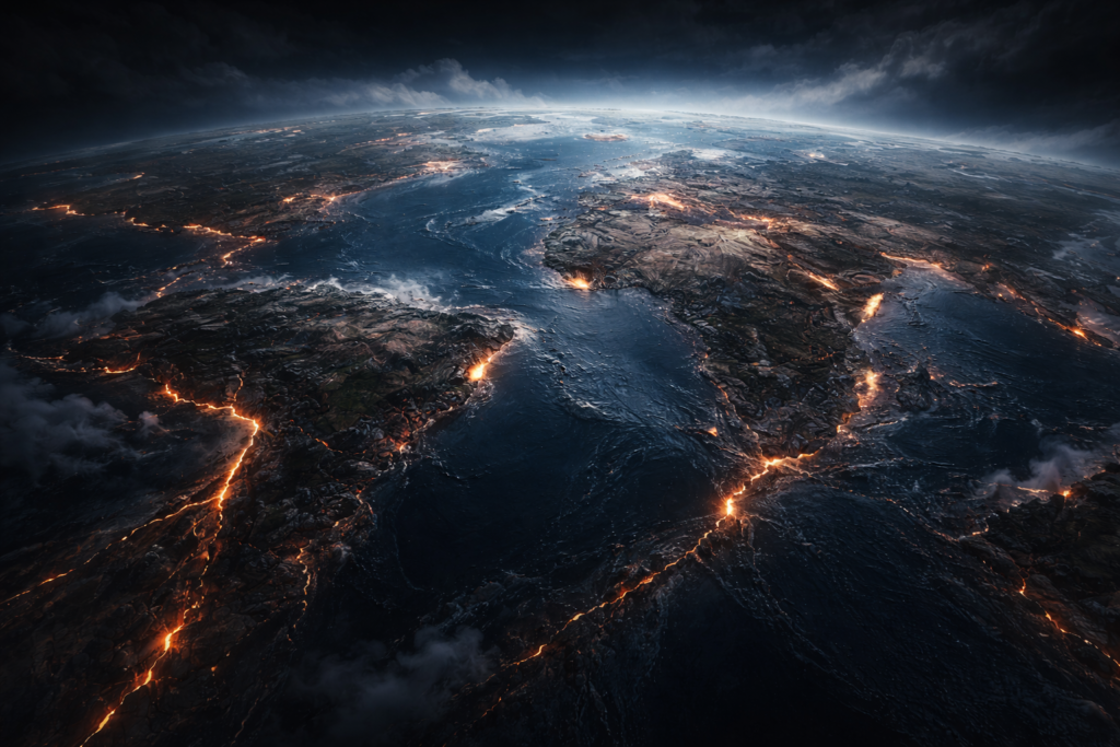 انجراف القارات في تاريخ الأرض القديم حركة الصفائح التكتونية في الأرض القديمة مع قارات متزحزحة وحدود متوهجة