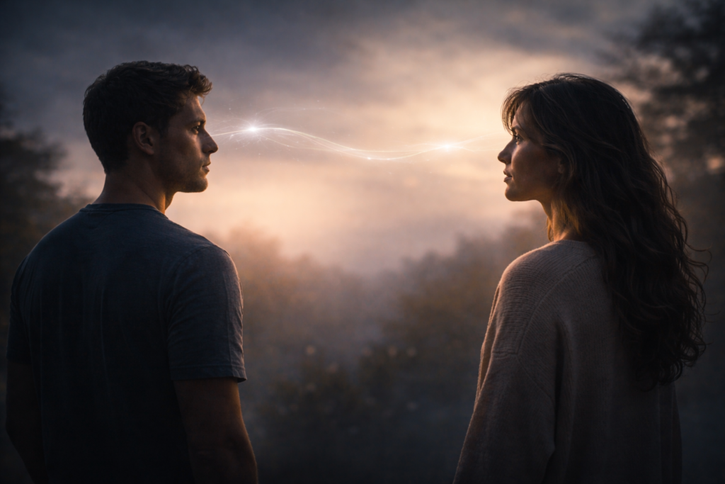 تمثيل بصري للتخاطر العاطفي التخاطر العاطفي والتواصل الصامت بين الأشخاص