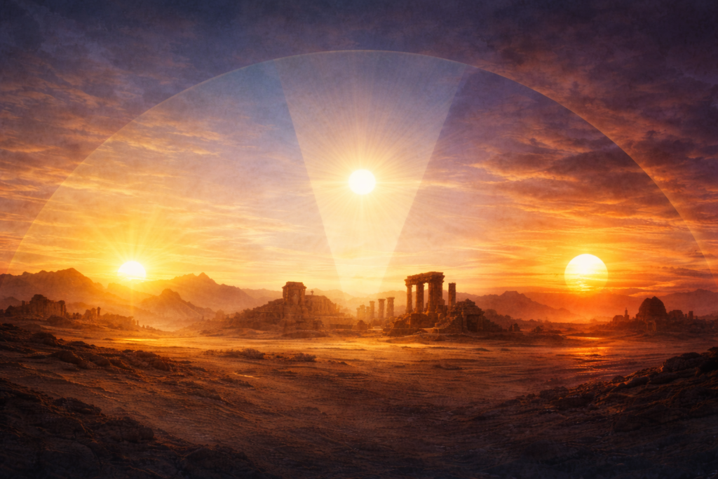 النِّسب الزمنية في تشبيه عمر الأمم عمر الأمم بين اليهود والنصارى والمسلمين موضح عبر نسب الضوء لا الزمن الرقمي