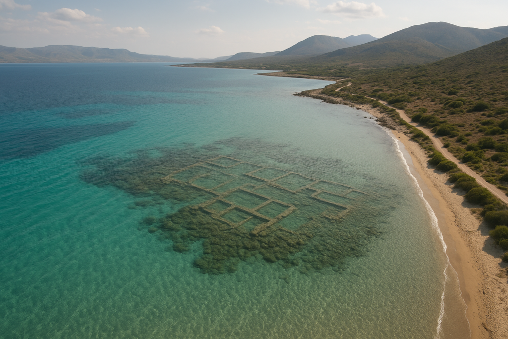 الموقع الجغرافي لمدينة بافلوبتري الغارقة قرب جزيرة إلافونيسوس جنوب اليونان
