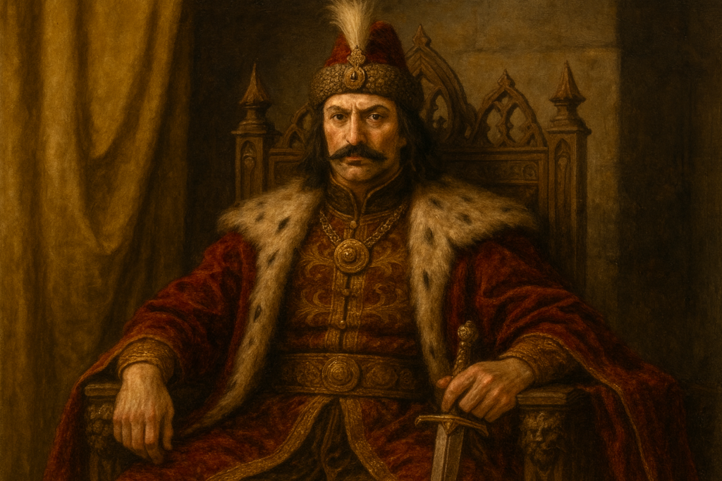 فلاد المخوزِق بين التاريخ والأسطورة جالس على عرش إمارة الأفلاق بملامح صارمة وسلطة مطلقة