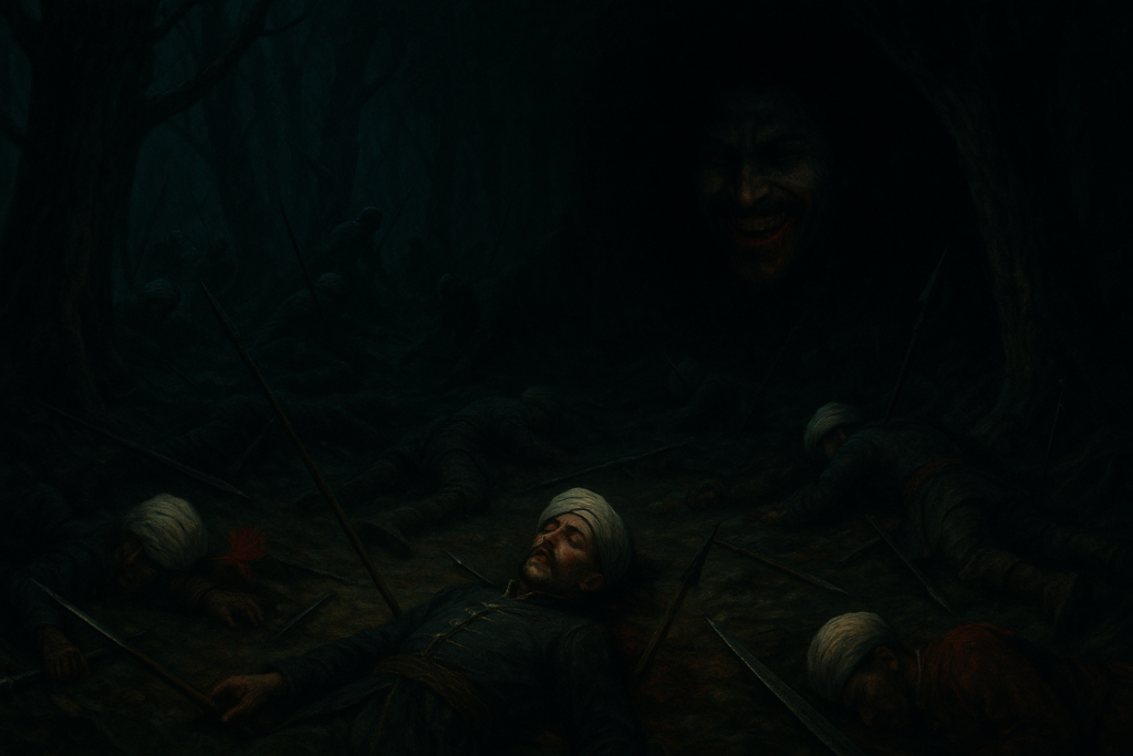 فلاد المخوزِق بين التاريخ والأسطورة يظهر في الظلام خلف كمائن دموية للجنود العثمانيين داخل الغابة