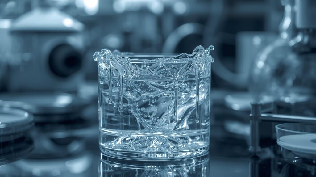 تجربة واقعية لتسرب الهيليوم عند درجات حرارة فائقة البرودة، يظهر تسلق السائل على حواف الأوعية، مثال عملي على السلوك الفائق السيولة وتحويل الضوء لمادة متخيلة مشابهة.