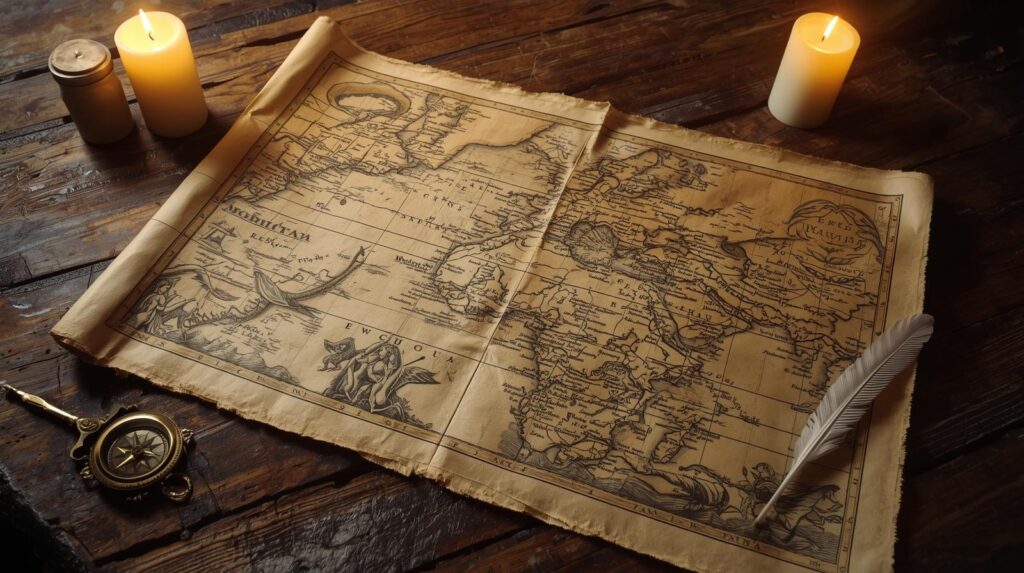 رسوم توضيحية تمثل حوريات البحر في سجلات البحارة الأوروبيين على خريطة بحرية قديمة